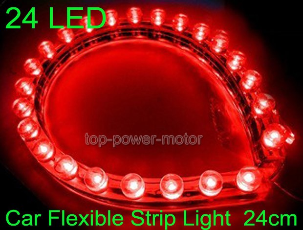24 Led Flexible Strip Red Lamp Bulbs Waterproof 12V 24cm VAL38